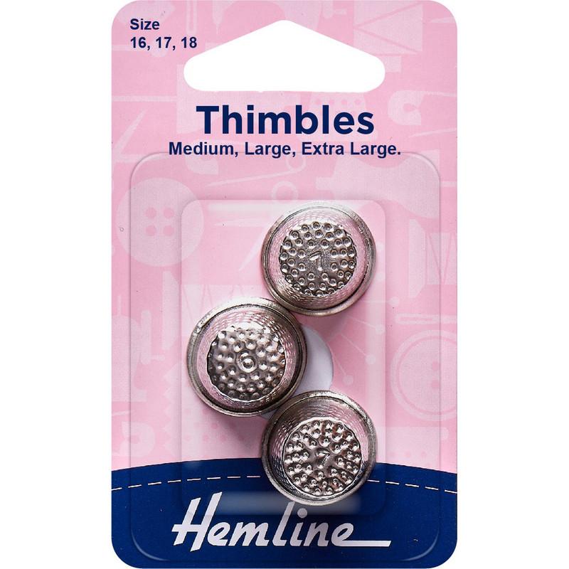 Dedal Metálico 3 Tamaños (222.A) Hemline - 5 Unidades