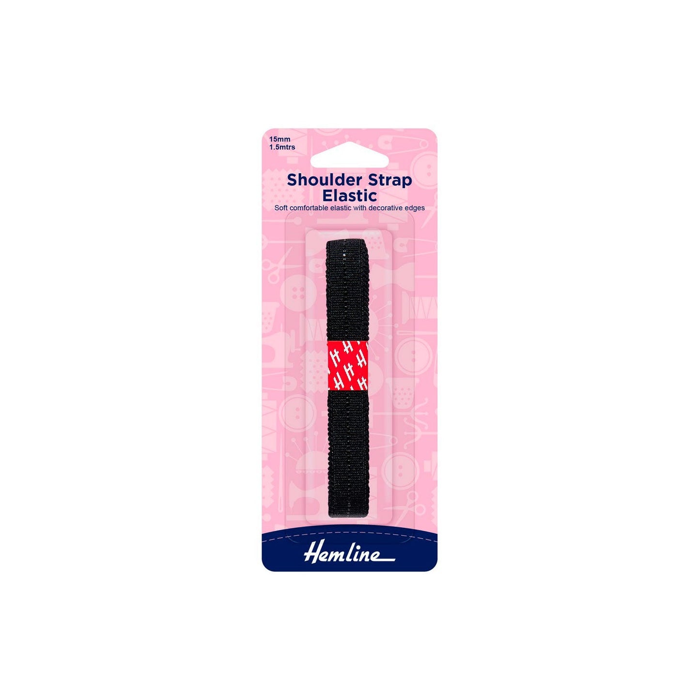 Elástico Bretel Negro 1.5m (681.20.B) Hemline - 5 Unidades