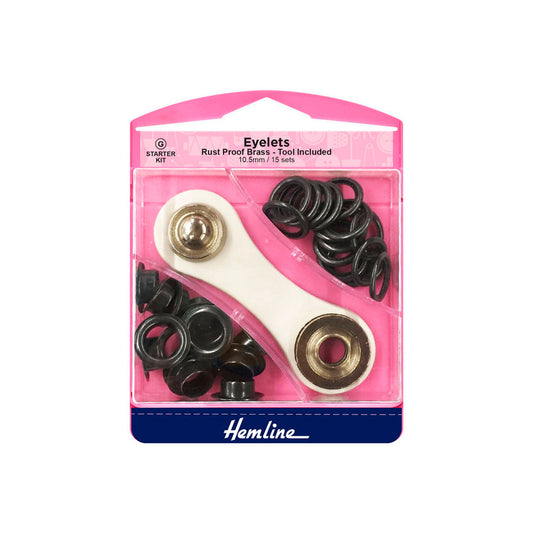 Kit Inicio Ojetillos Negro 10.5mm (438P.10.N) Hemline - 5 Unidades