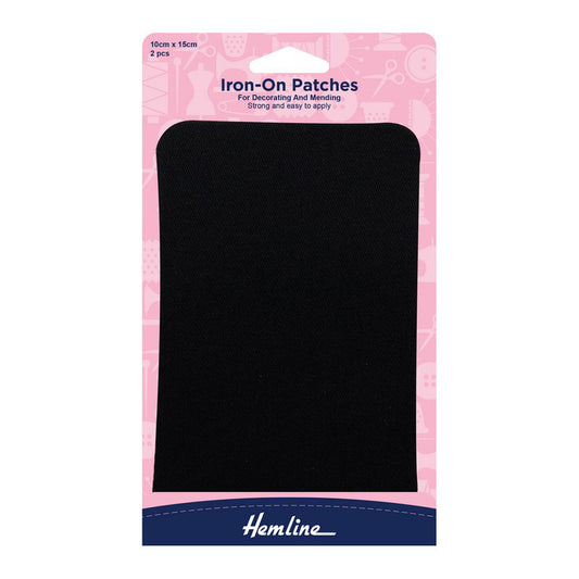 Parche Iron-on Negro (690.B) Hemline - 5 Unidades