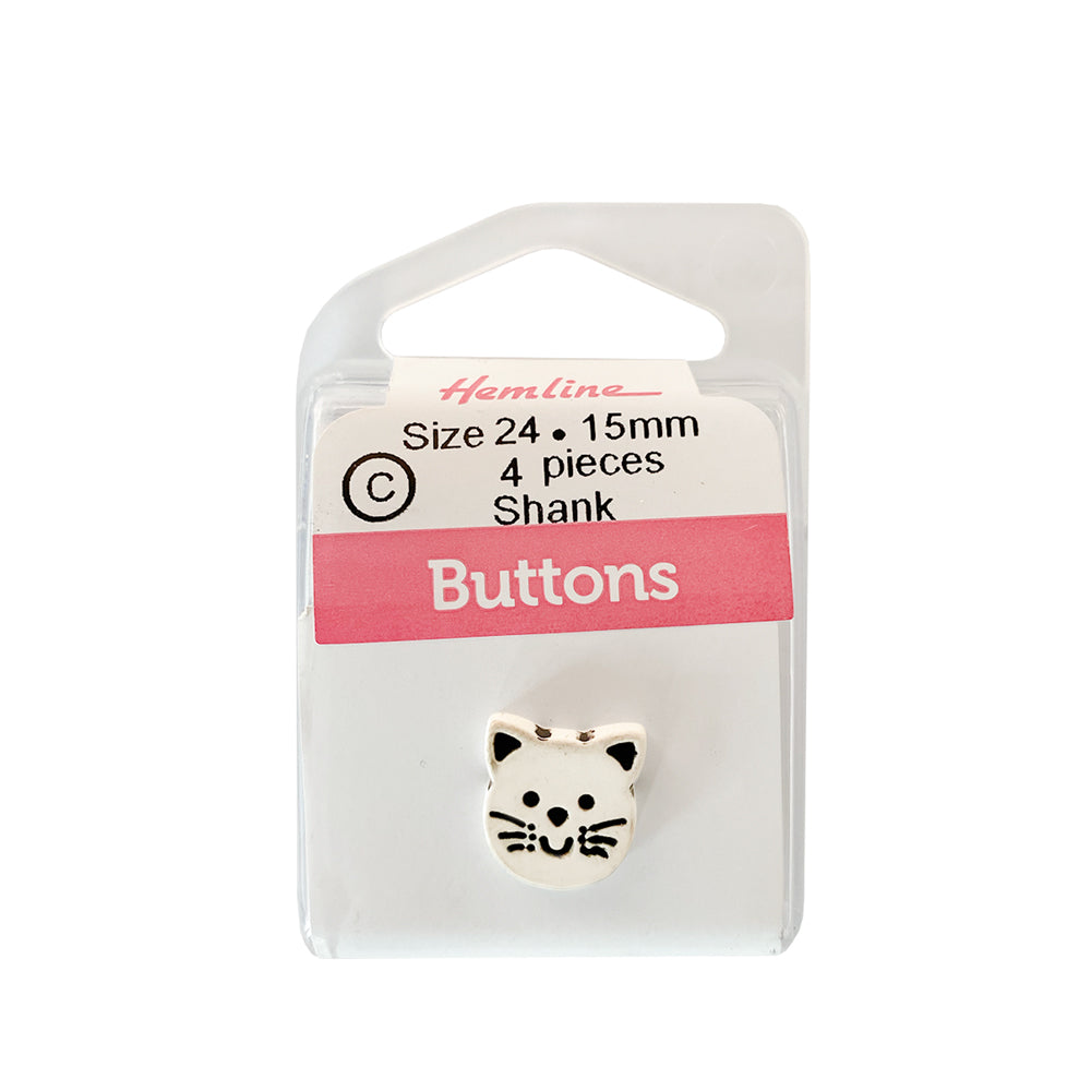 Botón Plástico Gato Hemline - 3 Unidades