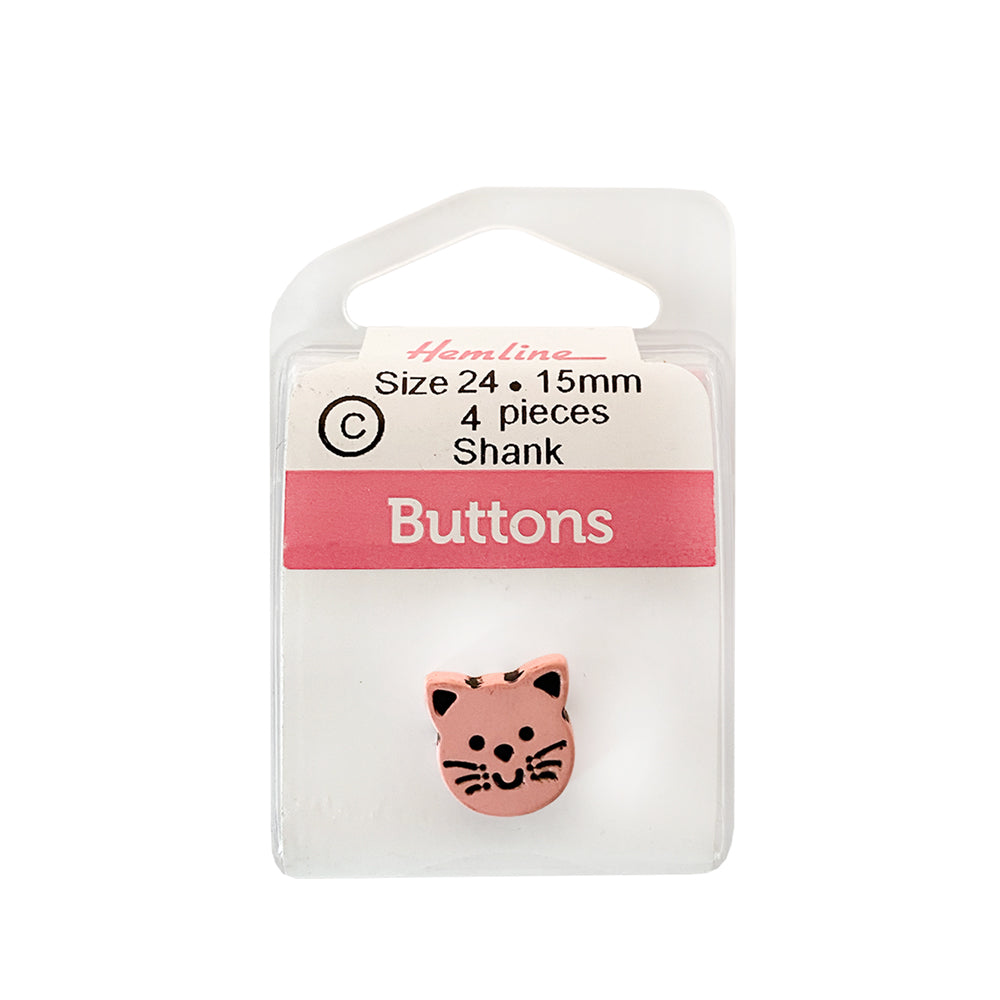 Botón Plástico Gato Hemline - 3 Unidades