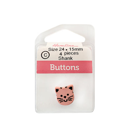 Botón Plástico Gato Hemline - 3 Unidades