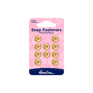 Broches a Presión Gold 11mm (420.11.G) Hemline - 5 Unidades