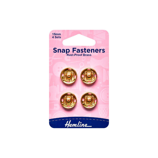 Broches a Presión Gold 15mm (420.15.G) Hemline - 5 Unidades