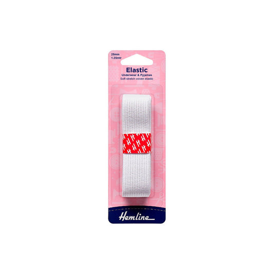 Elástico Blanco 25mm 1.5m (641.WH) Hemline - 5 Unidades
