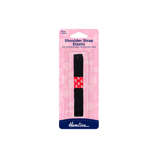 Elástico Bretel Negro 1.5m (681.20.B) Hemline - 5 Unidades